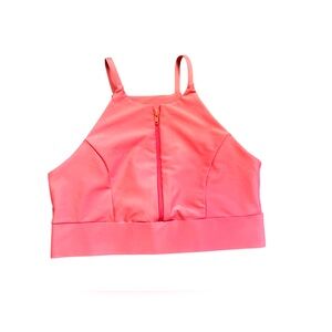 BECCO coral pink zip front crop athletic sports yoga bra top size medium NWT